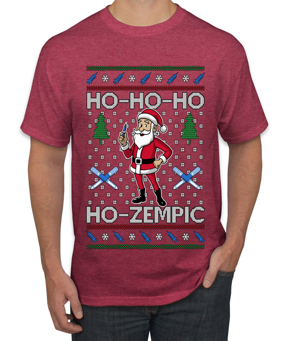 Skinny Santa Ho Ho Ho Ho-Zempic Weight Loss Shot, Ugly Christmas Sweater Unisex Men's T-Shirt
