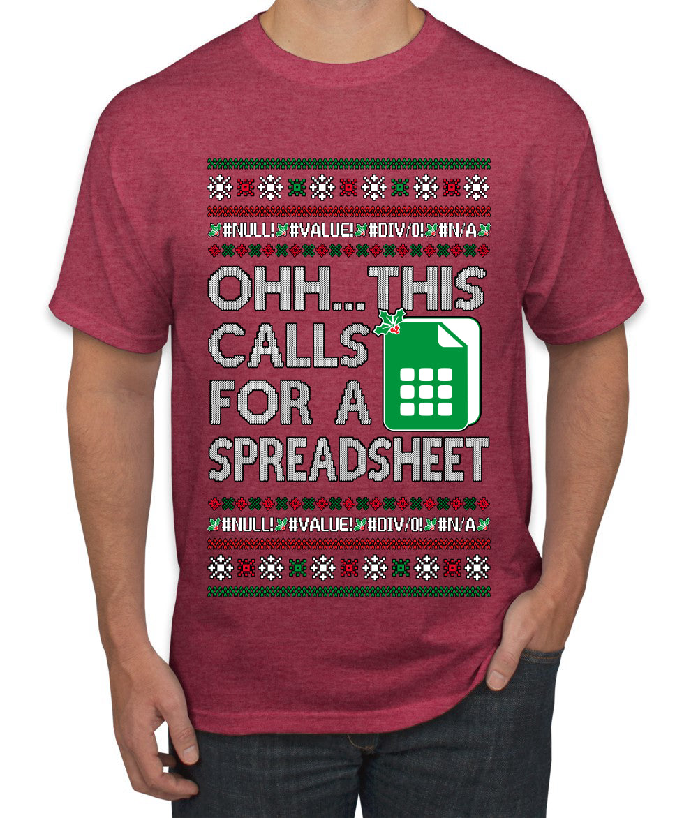Oh... This Calls for A Spreadsheet, Ugly Christmas Sweater Unisex Men's T-Shirt