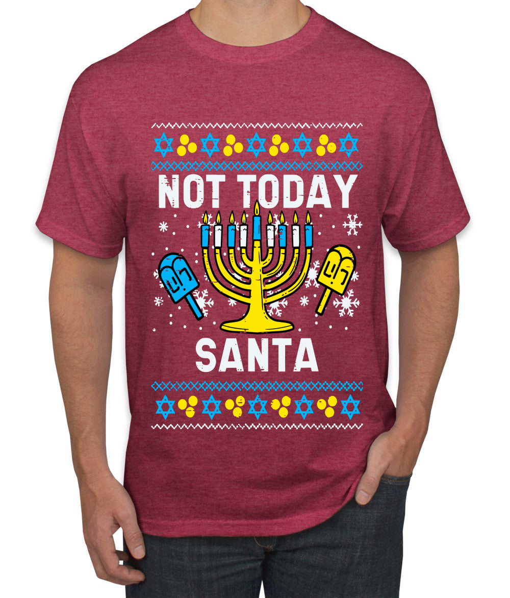 Not Today Santa Menorah Hanukkah, Ugly Christmas Sweater Unisex Men's T-Shirt