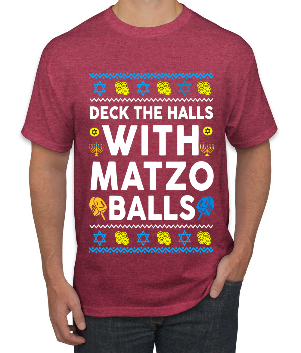 Deck The Halls With Matzo Balls Hanukkah, Ugly Christmas Sweater Unisex Men's T-Shirt