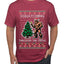 Squatching Through The Snow Bigfoot, Ugly Christmas Sweater Unisex Men's T-Shirt