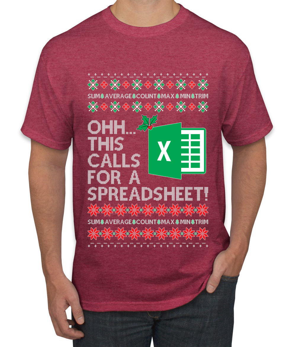 Ohh This Calls For A Spreadsheet Office, Ugly Christmas Sweater Unisex Men's T-Shirt