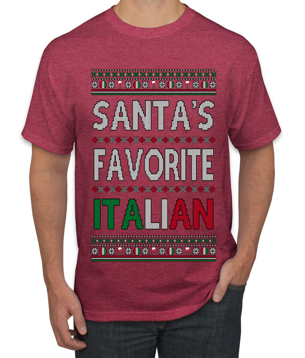 Santa's Favorite Italian, Funny Italian Christmas Sweater, Ugly Christmas Sweater Unisex Men's T-Shirt