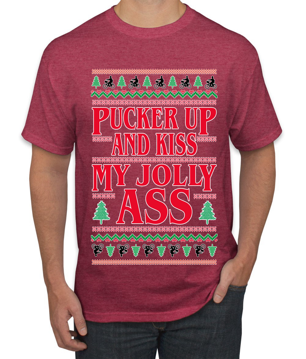 Pucker Up And Kiss My Jolly Ass, Ugly Christmas Sweater Unisex Men's T-Shirt
