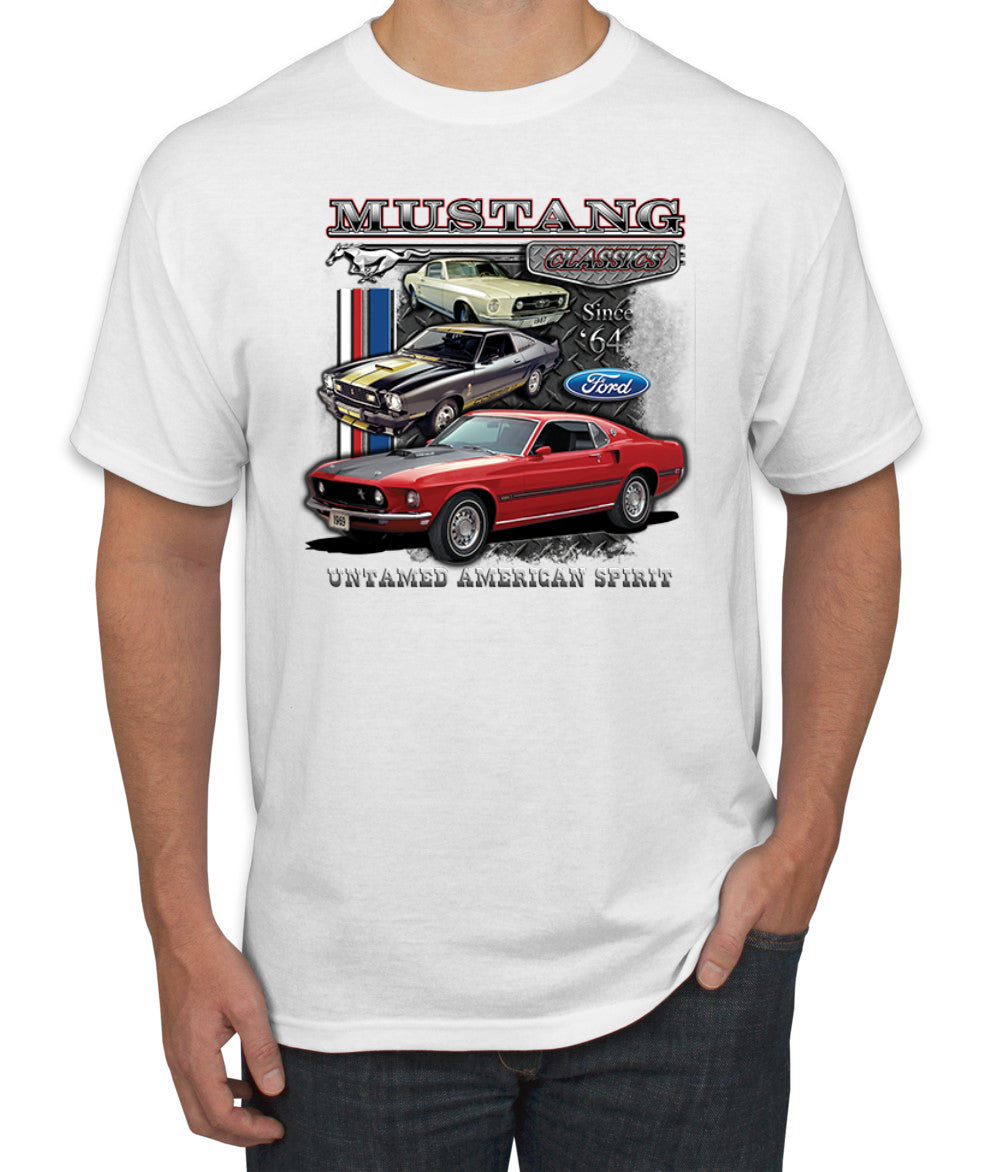 Ford Mustang Classics Untamed American Spirit Cars and Trucks Men's T-Shirt