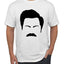 Parks and Rec Fans Ron Swanson Mustache Face Silhouette Pop Culture Men's T-Shirt