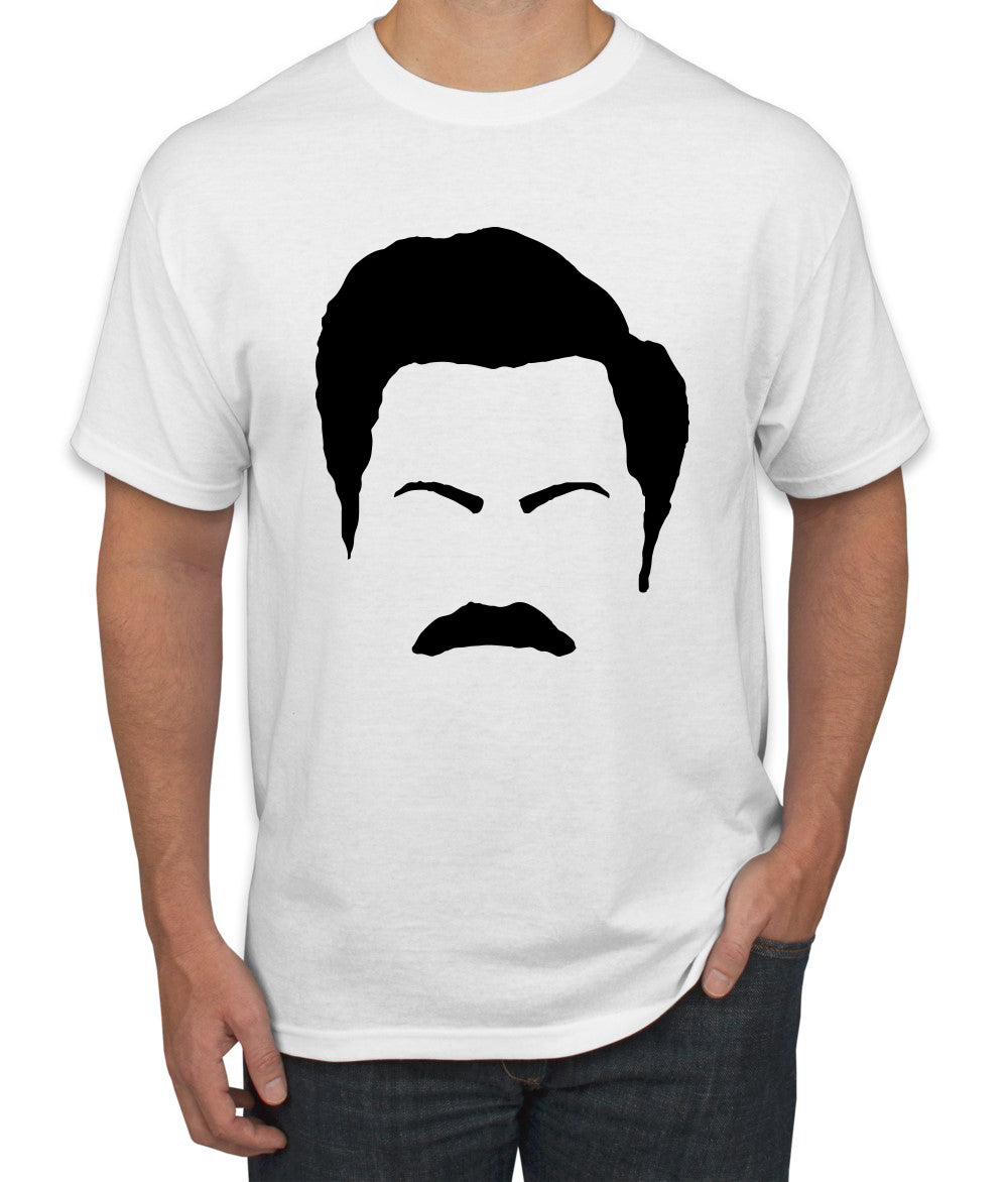 Parks and Rec Fans Ron Swanson Mustache Face Silhouette Pop Culture Men's T-Shirt