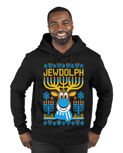 Jewdolph, Jewish Reindeer, Ugly Christmas Sweater Unisex Premium Graphic Hoodie Sweatshirt