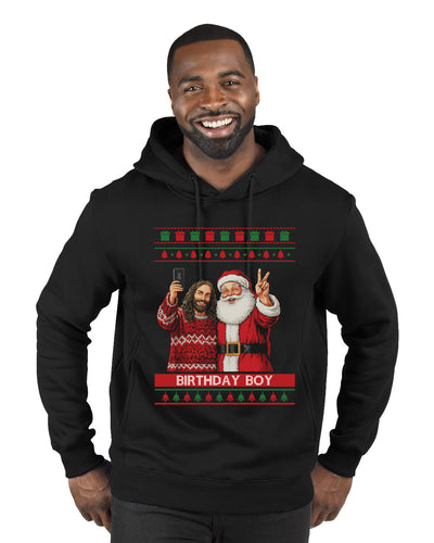 Birthday Boy Jesus, Ugly Christmas Sweater Unisex Premium Graphic Hoodie Sweatshirt