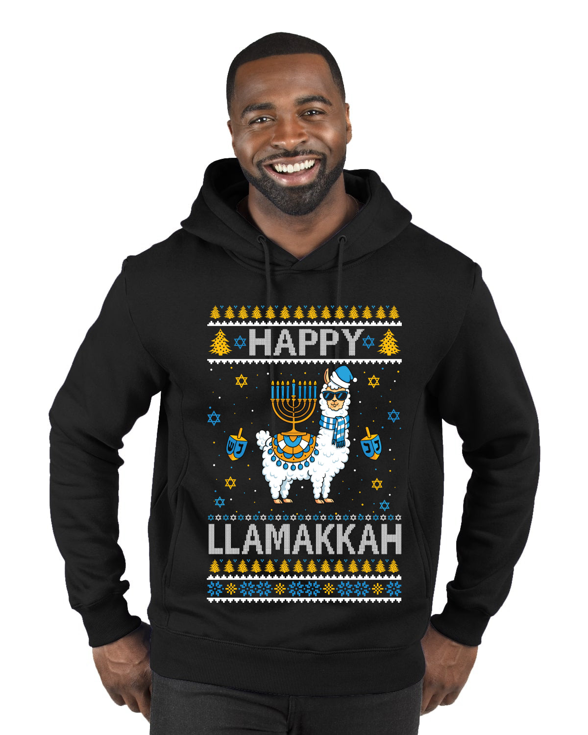 Happy Llamakkah, Ugly Christmas Sweater Unisex Premium Graphic Hoodie Sweatshirt