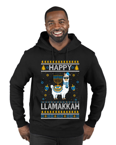 Happy Llamakkah, Ugly Christmas Sweater Unisex Premium Graphic Hoodie Sweatshirt