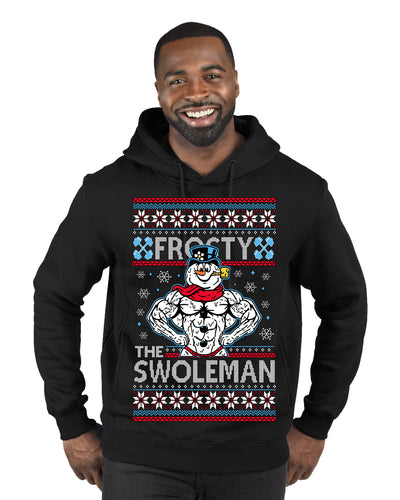 Frosty the Swoleman Funny Workout Lifting Snowman MovieUgly Christmas Sweater Premium Graphic Hoodie Sweatshirt