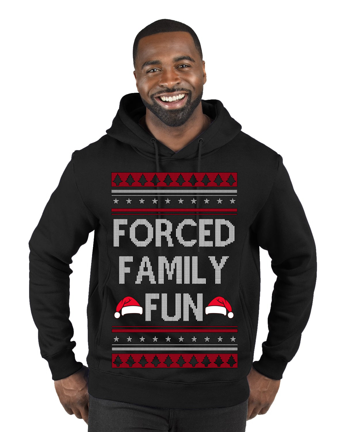 Forced Family Fun, Xmas Holiday Funny Ugly Christmas Sweater Premium Graphic Hoodie Sweatshirt