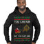 You Can Run But You Can't Hide Santa Sleigh Reindeer Ugly Christmas Sweater Premium Graphic Hoodie Sweatshirt