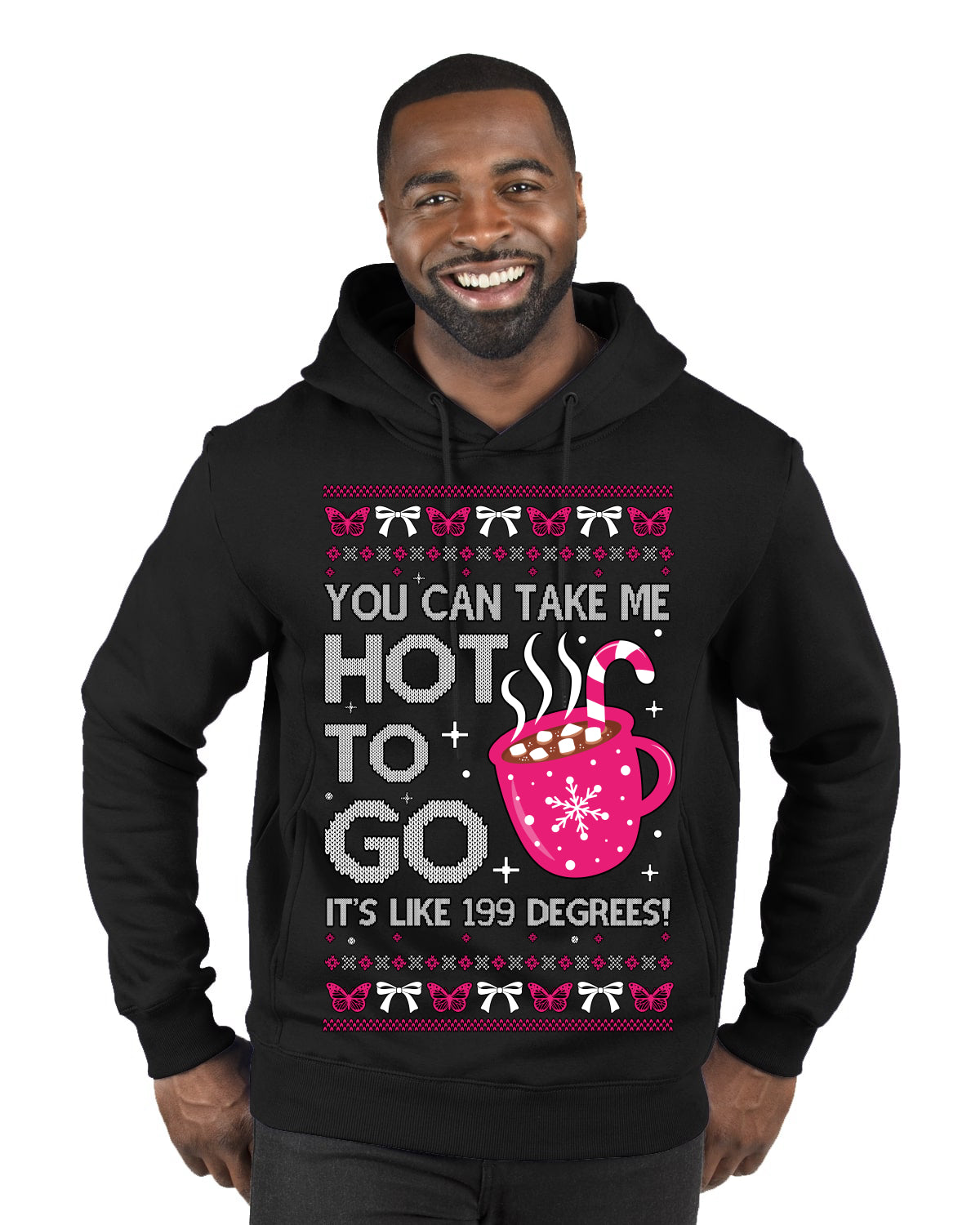 You Can Take Me Hot to Go, Hot Cocoa Viral Song Pop Music Ugly Christmas Sweater Premium Graphic Hoodie Sweatshirt
