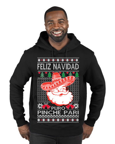 Feliz Navidad Puro Pinche Pari Funny Spanish Song Ugly Christmas Sweater Premium Graphic Hoodie Sweatshirt