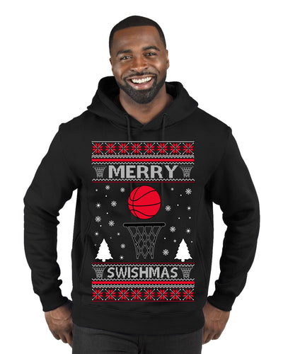 Merry Swishmas Basketball Sports Ugly Christmas Sweater Premium Graphic Hoodie Sweatshirt