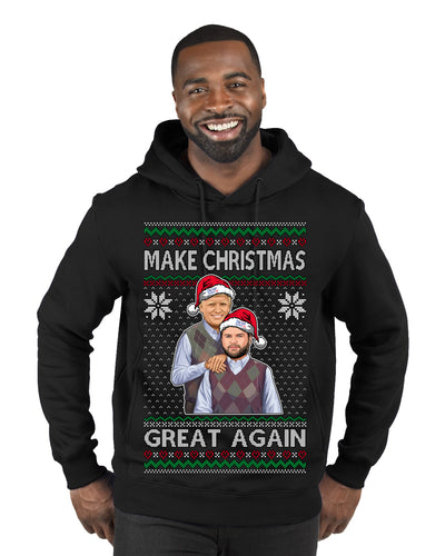 Make Christmas Great Again Trump Vance 2024 Movie Parody Ugly Christmas Sweater Premium Graphic Hoodie Sweatshirt