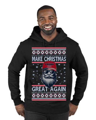 Make Christmas Great Again Trump Santa Claus 2024 MAGA,  Donald Trump JD Vance GOP Republican Ugly Christmas Sweater Premium Graphic Hoodie Sweatshirt