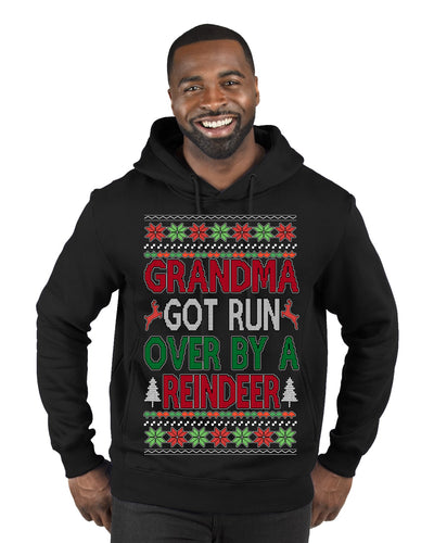 Grandma Got Ran Over by a Reindeer | Classic Xmas Song Holiday Movie Quote Ugly Christmas Sweater Premium Graphic Hoodie Sweatshirt