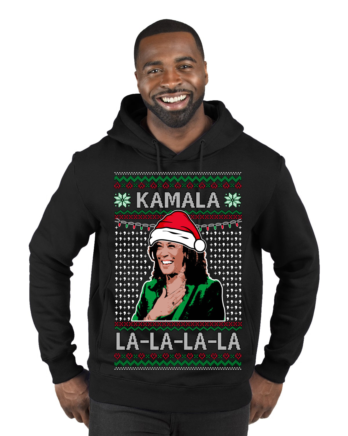 Kamala La La Funny Santa Hat Classic Xmas Song Carol Ugly Christmas Sweater Premium Graphic Hoodie Sweatshirt
