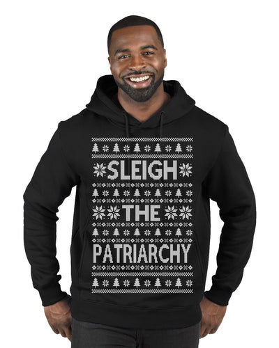 Sleigh the Patriarchy Funny Feminist Middle Class Meme Ugly Christmas Sweater Premium Graphic Hoodie Sweatshirt
