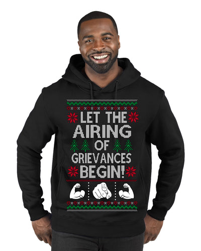 Let the Airing of Grievances Begin Funny TV Sitcom Festivus Ugly Christmas Sweater Premium Graphic Hoodie Sweatshirt