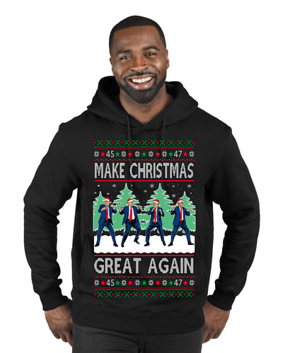 Make Christmas Great Again Shimmy Dance USA President Ugly Christmas Sweater Premium Graphic Hoodie Sweatshirt