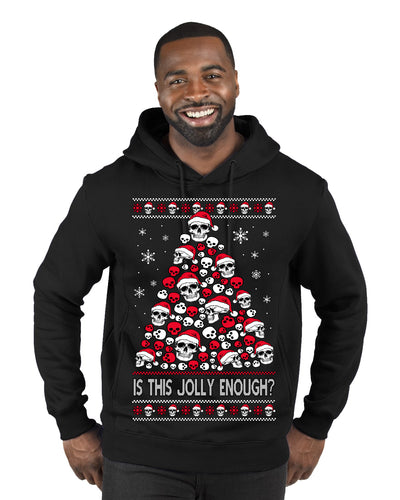 Is This Jolly Enough? Skeleton Skull Christmas Tree Ugly Christmas Sweater Premium Graphic Hoodie Sweatshirt