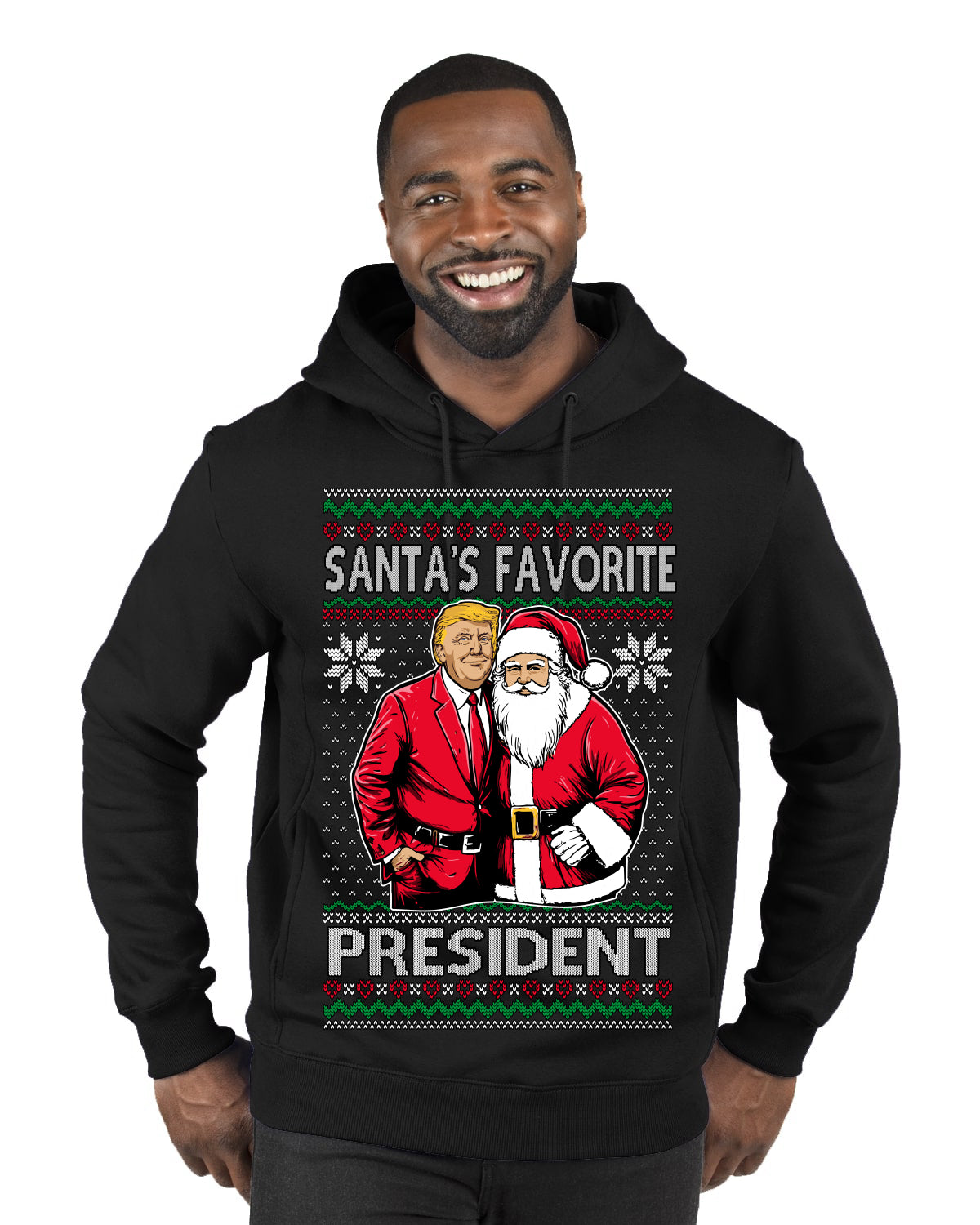 Santa's Favorite President Red Suit Trump Ugly Christmas Sweater Premium Graphic Hoodie Sweatshirt