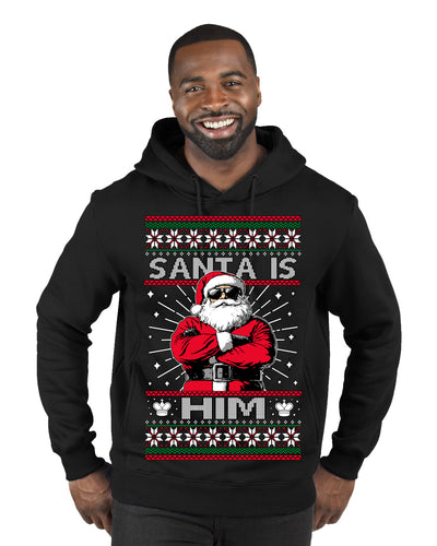 Santa Is Him Funny Gen Z Viral Meme Shades Slang Ugly Christmas Sweater Premium Graphic Hoodie Sweatshirt