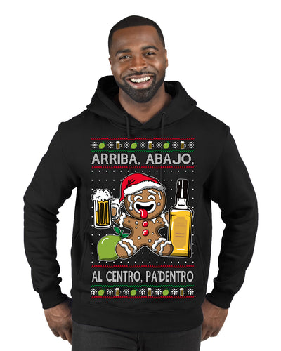 Arriba Abajo Al Centro Pa'Dentro Cheers to Health Salud Ugly Christmas Sweater Premium Graphic Hoodie Sweatshirt