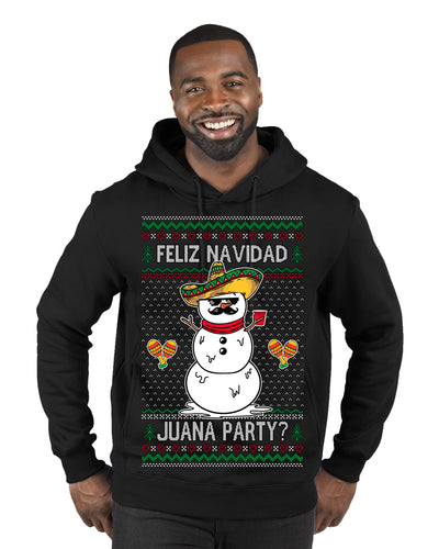 Feliz Navidad Juana Party Funny Spanish Drinking Cerveza Ugly Christmas Sweater Premium Graphic Hoodie Sweatshirt