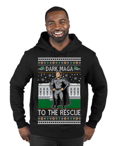 Dark MAGA to the Rescue Elon Superhero Doge Crypto Ugly Christmas Sweater Premium Graphic Hoodie Sweatshirt