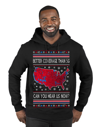 Trump 2024 Better Coverage than 5G Red Wave Landslide Ugly Christmas Sweater Premium Graphic Hoodie Sweatshirt