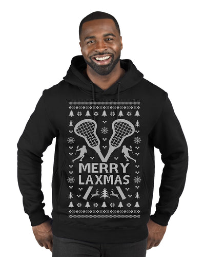 Merry Laxmas Funny Lacrosse Sports LAX Teen Sports Pun Ugly Christmas Sweater Premium Graphic Hoodie Sweatshirt