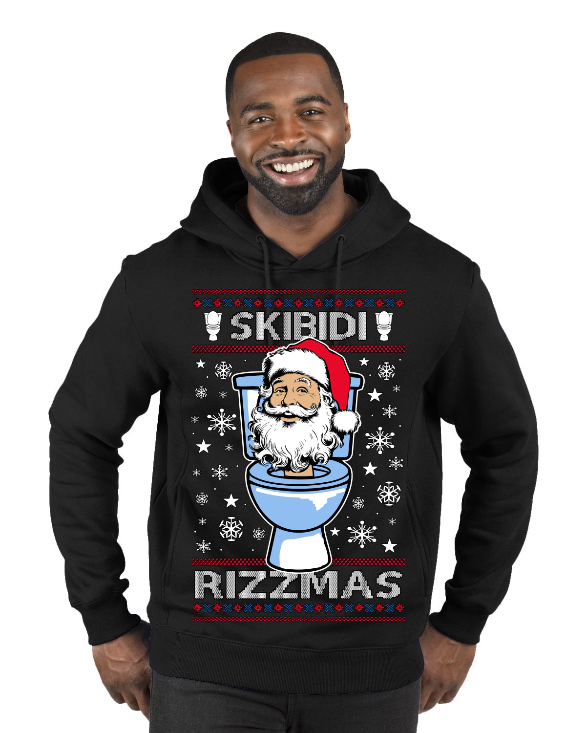 Skibidi Rizzmas Funny Toilet Video Viral Brain Rot Meme, Gen Z Alpha Slang Brainrot Memes Ugly Christmas Sweater Premium Graphic Hoodie Sweatshirt
