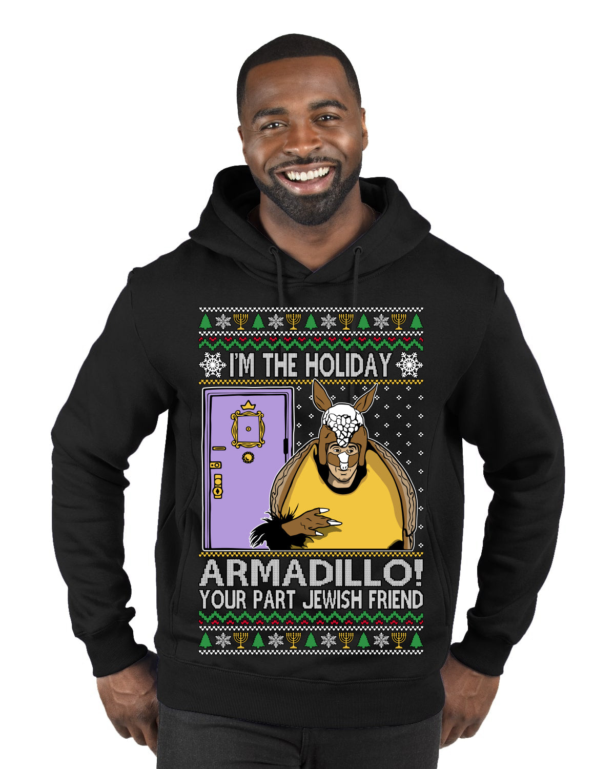 Holiday Armadillo Part Jewish TV Show Ugly Christmas Sweater Premium Graphic Hoodie Sweatshirt