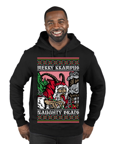 Merry Krampus Naughty Brats | Funny Ugly Christmas Sweater Premium Graphic Hoodie Sweatshirt