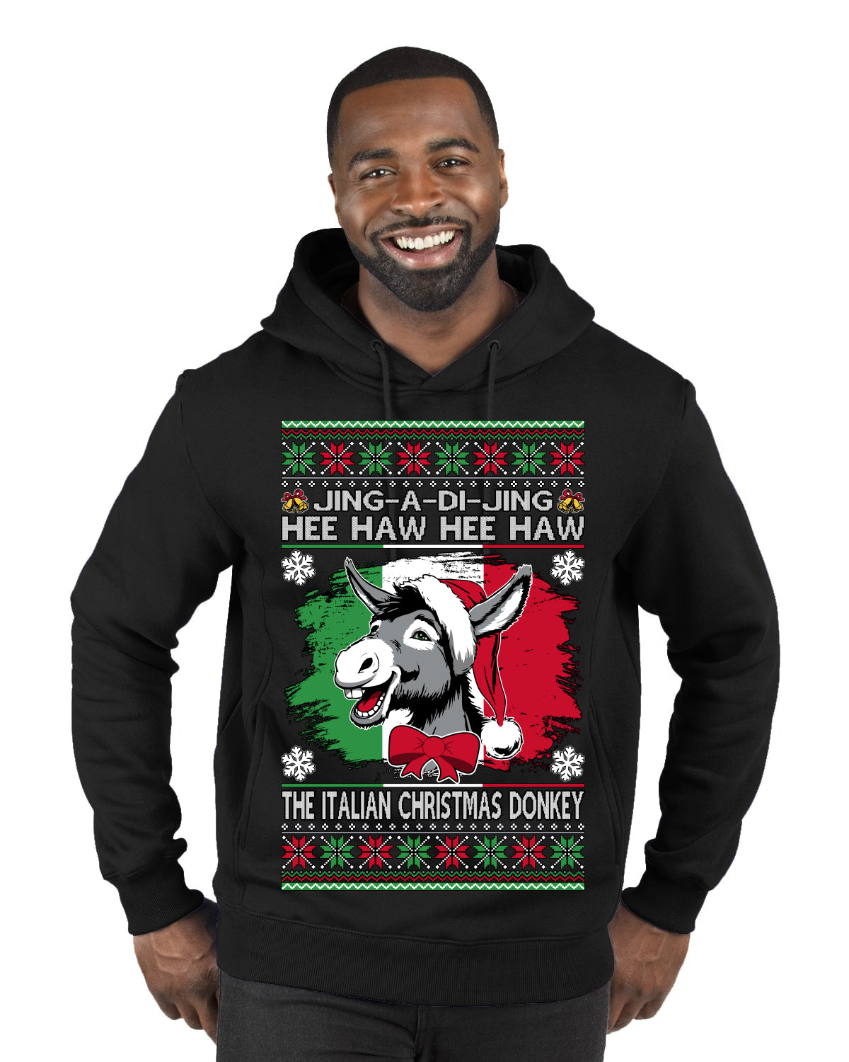 Jing a Di Jing Dominick the Italian Christmas Donkey Ugly Christmas Sweater Premium Graphic Hoodie Sweatshirt