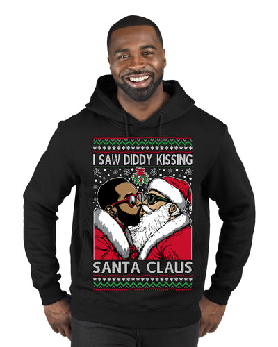 I Saw Diddy Kissing Santa Claus Funny Viral Music Meme Ugly Christmas Sweater Premium Graphic Hoodie Sweatshirt