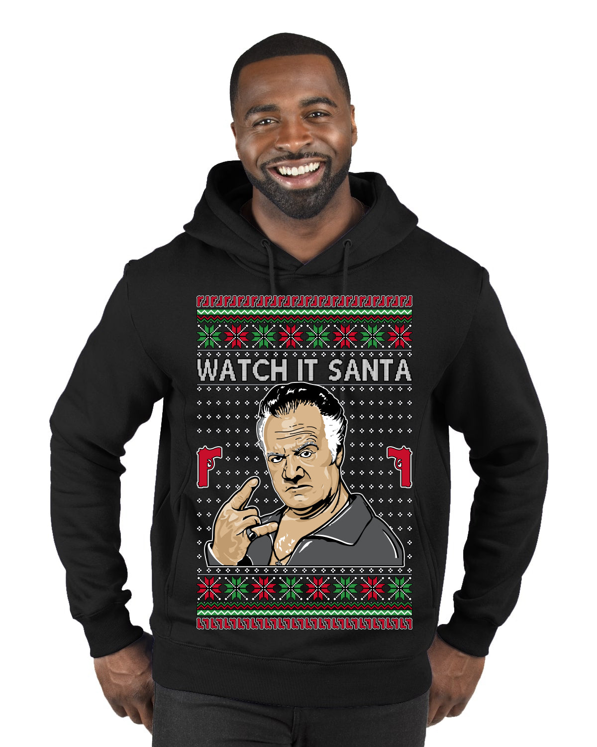 Watch It Santa Funny Paulie Italian Mafia TV Show Ugly Christmas Sweater Premium Graphic Hoodie Sweatshirt