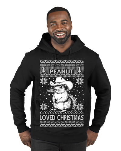 Peanut Loved Christmas RIP Funny Viral Squirrel Meme Ugly Christmas Sweater Premium Graphic Hoodie Sweatshirt