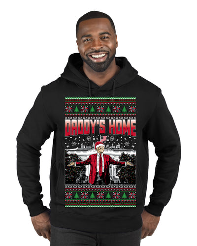 Daddy's Home Red Suit, I'll Be Home for Christmas | Funny Santa Clause President Donald Trump Ugly Christmas Sweater Premium Graphic Hoodie Sweatshirt