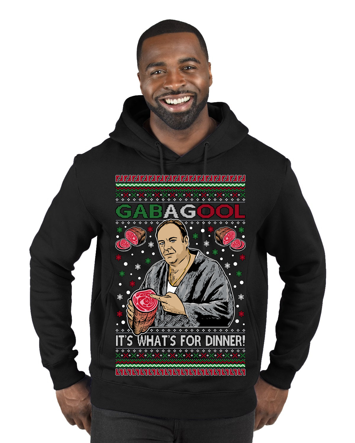 Gabagool It's What's for Dinner, Funny Tony Italian NJ New Jersey Mafia, Classic TV Show Ugly Christmas Sweater Premium Graphic Hoodie Sweatshirt