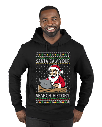 Santa Saw Your Search History, Funny Internet Humor, Ugly Christmas Sweater Premium Graphic Hoodie Sweatshirt