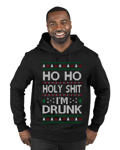 Ho Ho I'm Drunk, Funny Humor Christmas Unisex Sweater, Ugly Christmas Sweater Premium Graphic Hoodie Sweatshirt