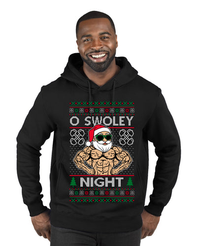 O Swoley Night, Exercise and Fitness Enthusiast, Ugly Christmas Sweater Premium Graphic Hoodie Sweatshirt