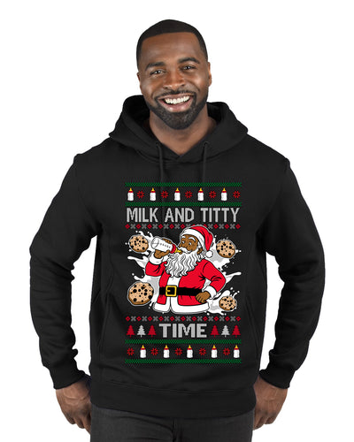 Milk And Titty Time Christmas Sweater, Ugly Christmas Sweater Premium Graphic Hoodie Sweatshirt