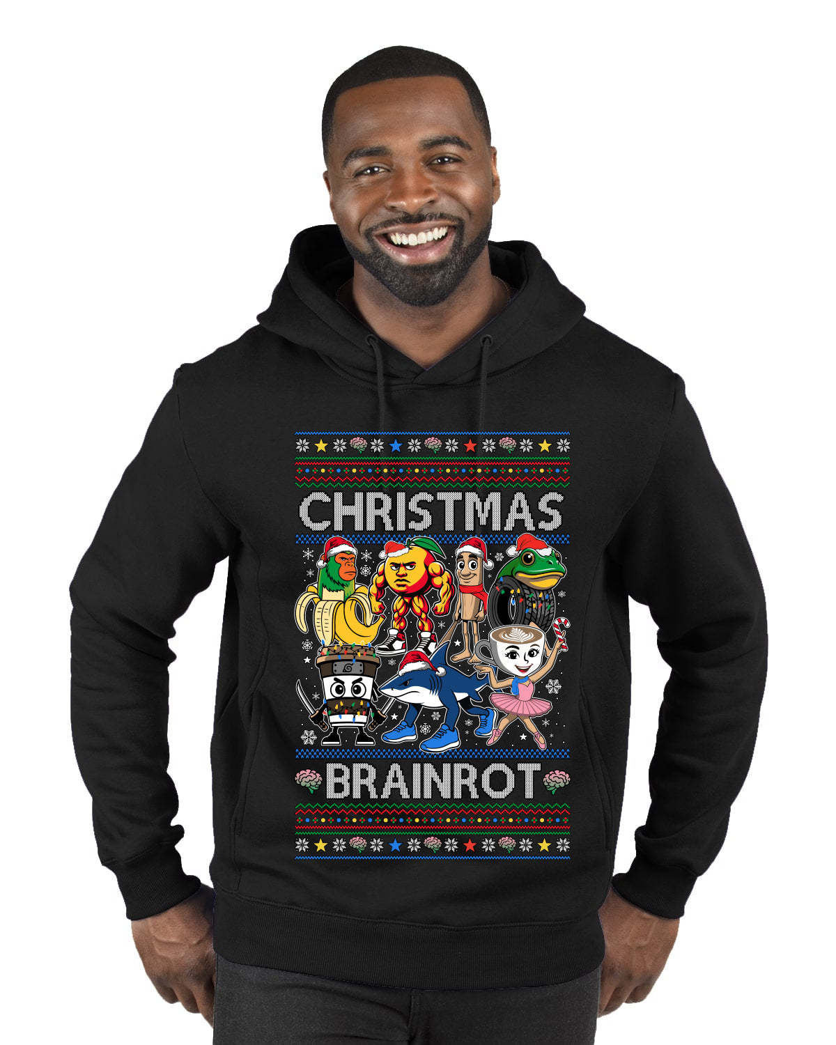 Christmas Brainrot, Ugly Christmas Sweater Premium Graphic Hoodie Sweatshirt